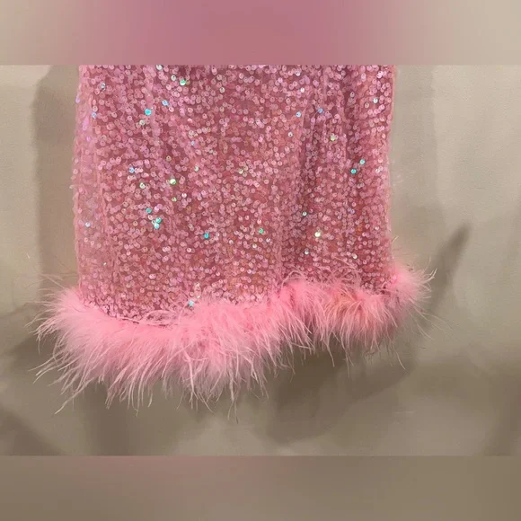 Judith March Glittering Pink Feather Mini Skirt - Picture 4 of 4